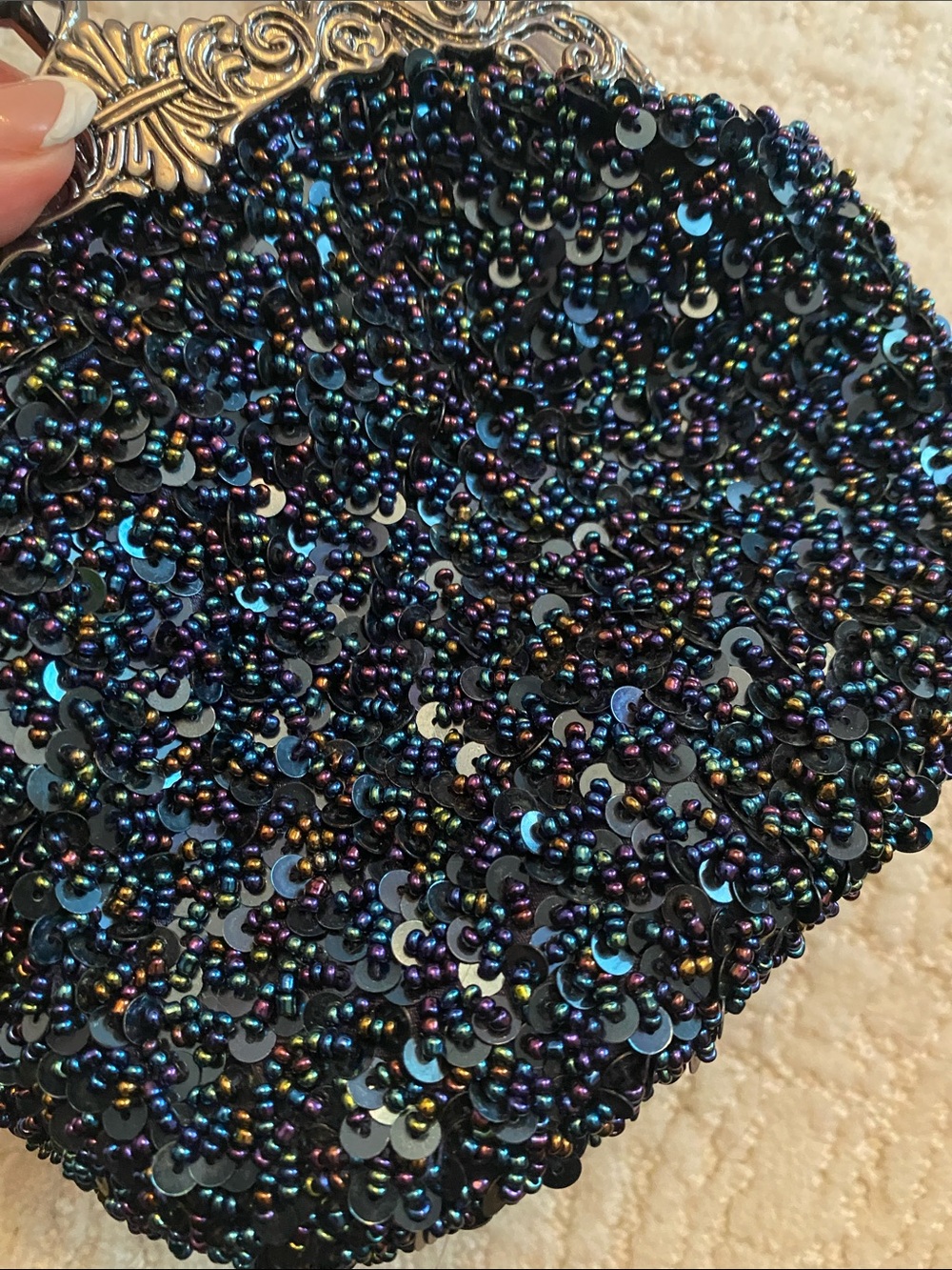 Blue Sequins Embroidered Purse - Picture 4 of 4